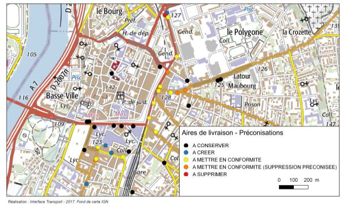 Carte aires de livraisons valence